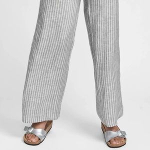 FLAX GREY STRIPE LINEN PANT M